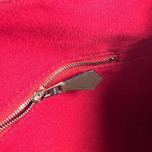 HERMES Toroca Horizontal MM Bag Tote Bag Shoulder Bag Canvas Red/Black - Picture 5 of 11